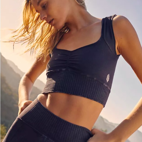 Free People movement good karma legging & squareneck bra SET washed blk Size xs - Picture 7 of 7